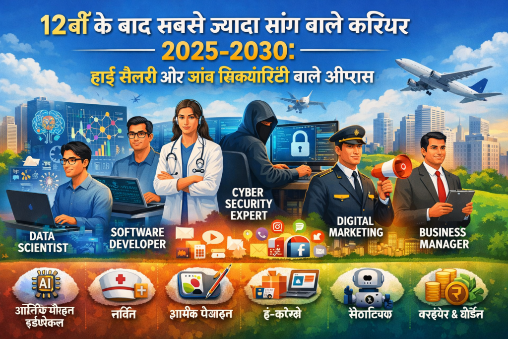 12वीं के बाद सबसे ज्यादा मांग वाले करियर 2025-2030: हाई सैलरी और जॉब सिक्योरिटी वाले ऑप्शंस