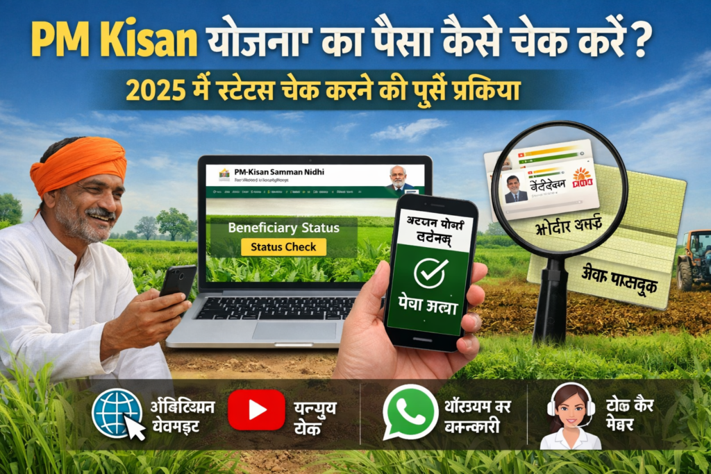 PM Kisan Yojana का पैसा कैसे चेक करें? 2025 में स्टेटस चेक करने की पूरी प्रक्रिया
