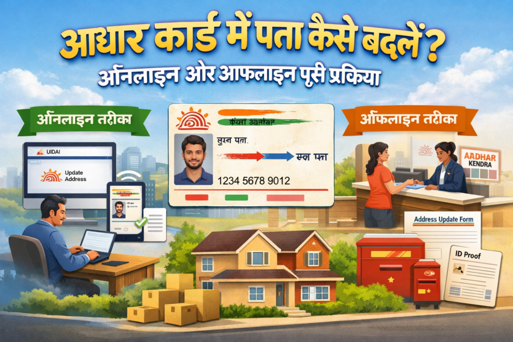 आधार कार्ड में पता कैसे बदलें? ऑनलाइन और ऑफलाइन पूरी प्रक्रिया