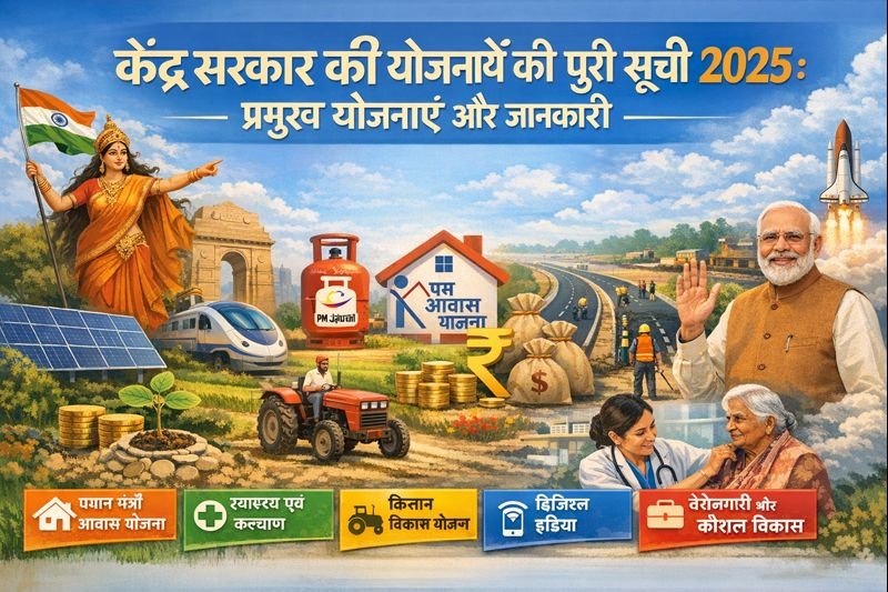 केंद्र सरकार की योजनाओं की पूरी सूची 2025: प्रमुख योजनाएं और जानकारी