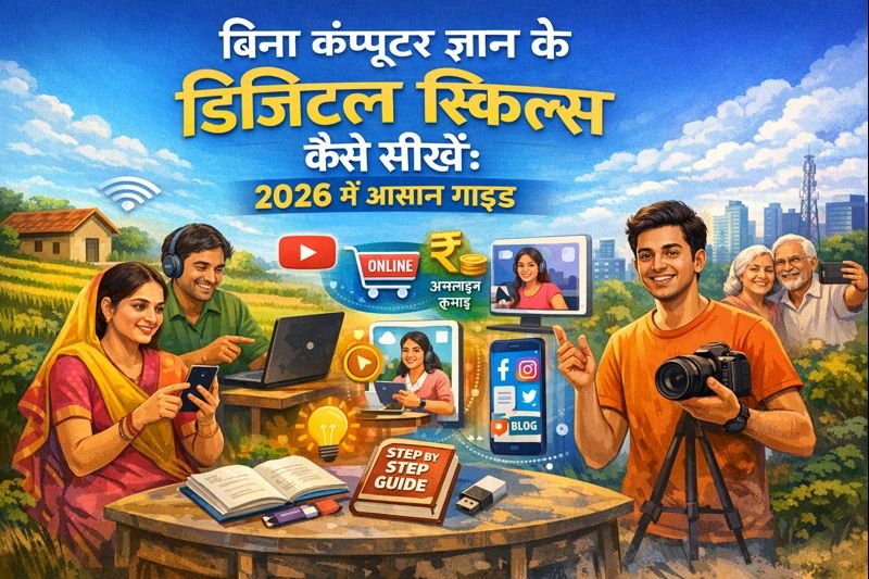 बिना कंप्यूटर ज्ञान के डिजिटल स्किल्स कैसे सीखें: 2026 में आसान गाइड