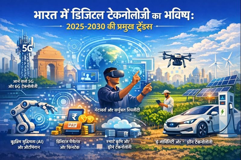 भारत में डिजिटल टेक्नोलॉजी का भविष्य: 2025-2030 की प्रमुख ट्रेंड्स